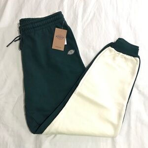 NWT Dickies 100% Cotton Colorblock Sweatpants Joggers L/XL Green Cream White